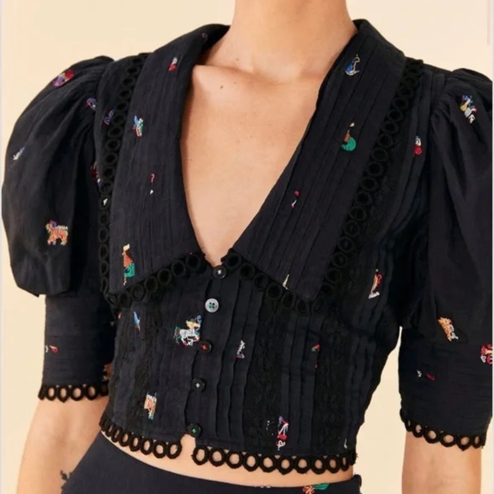 Farm Rio Zodiac Cross Stitch Top